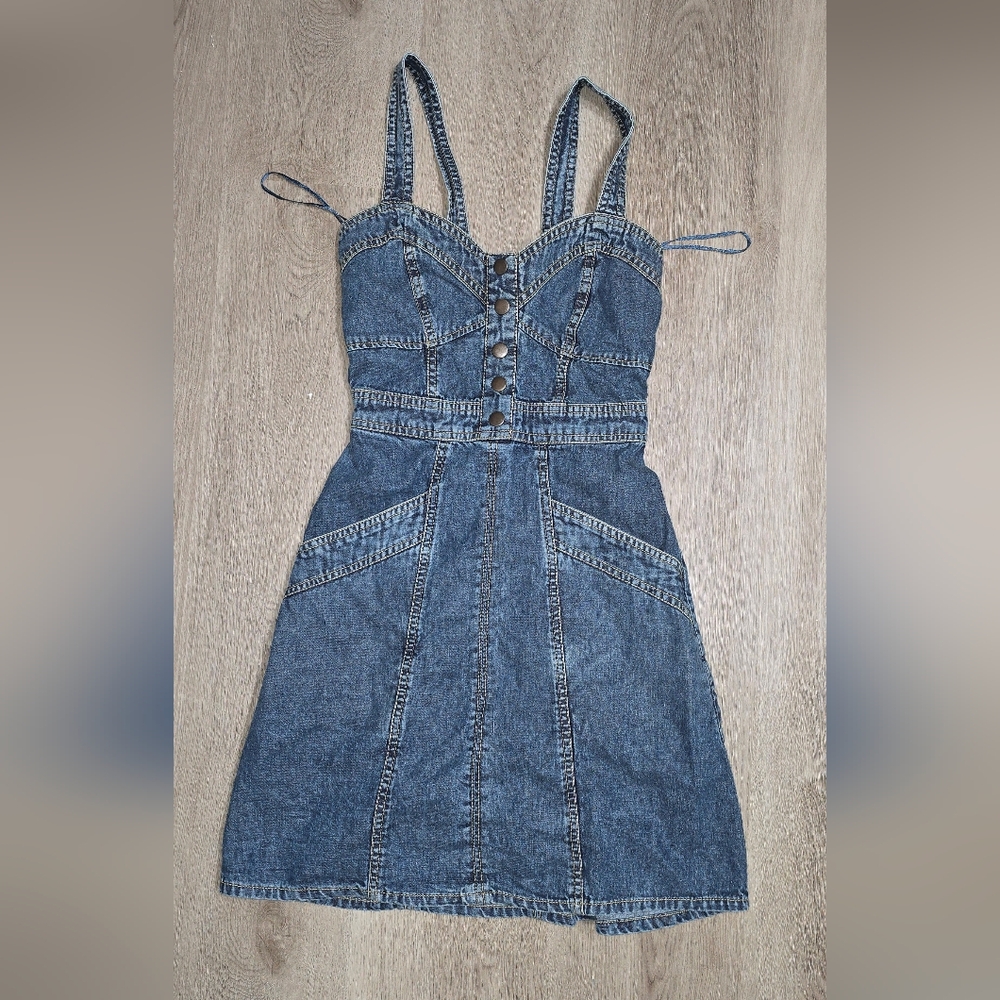 Japra Blue Denim Button-Front Overall Dress - Picture 4 of 5